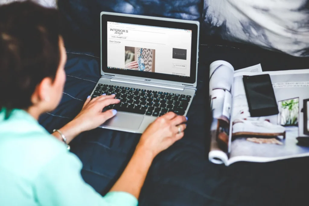 Woman Writing on Blog
