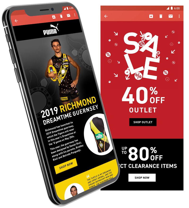 Puma AFL Player Page view on Phone