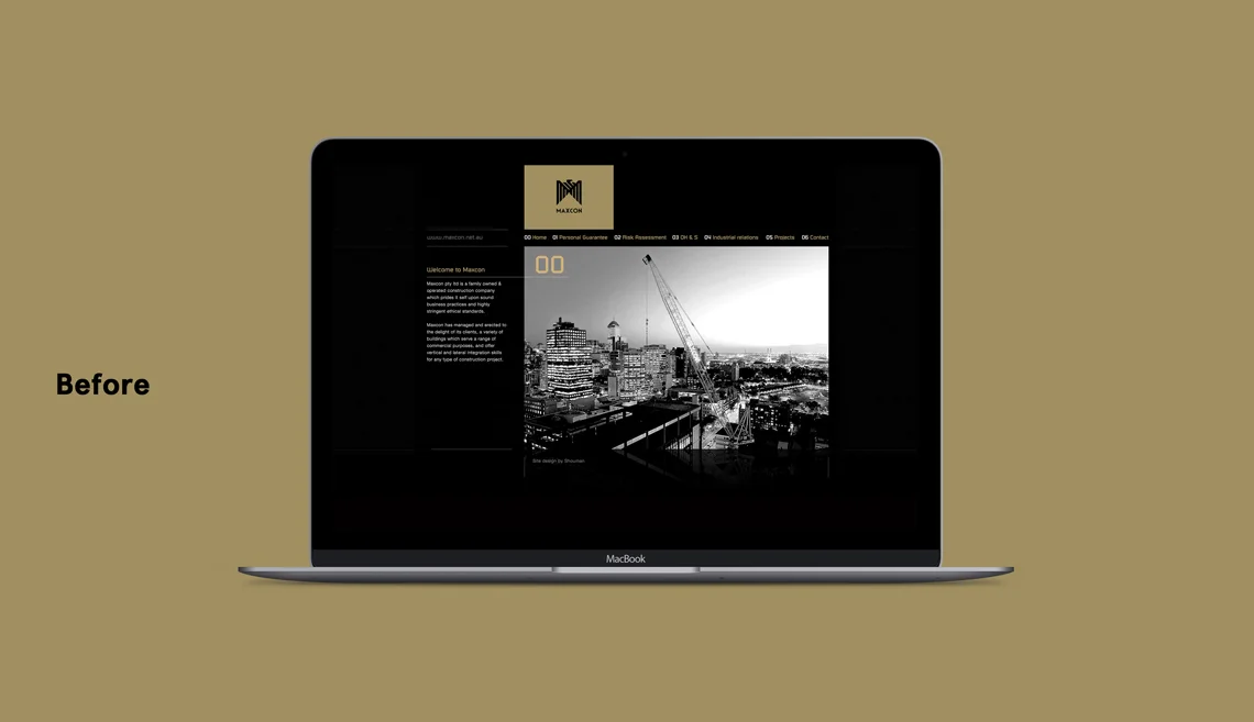 Maxcon Website Development Before Comparison