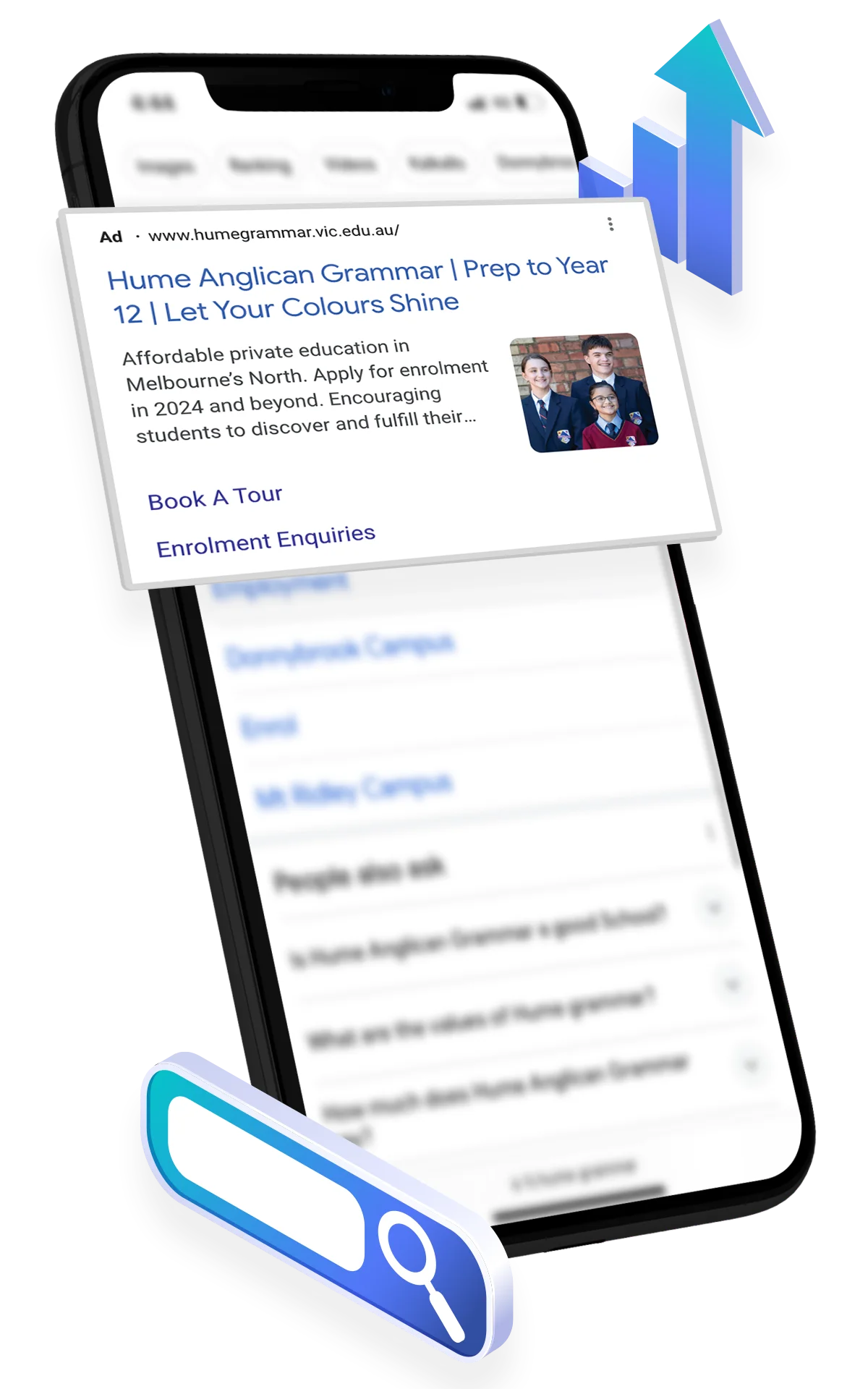 Website Advertising Mockup for Hume Grammar School