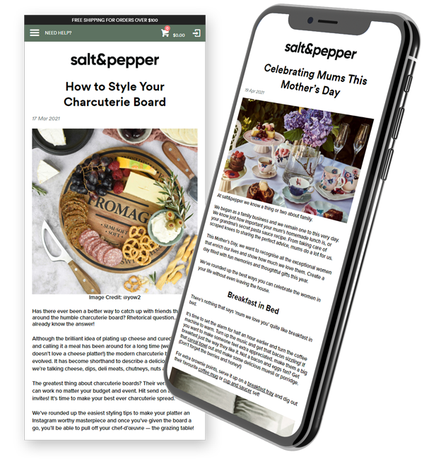 Salt & Pepper Mother's Day Post on Mobile Display